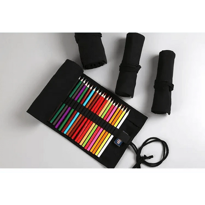 Colorful Roll Up Pencil Case Canvas Flowers Style Colored Pencils Wrap Multi-Purpose Pen Holder Cute Case Stevvex