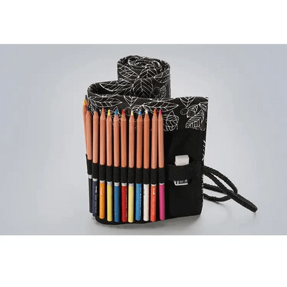 Colorful Roll Up Pencil Case Canvas Flowers Style Colored Pencils Wrap Multi-Purpose Pen Holder Cute Case Stevvex
