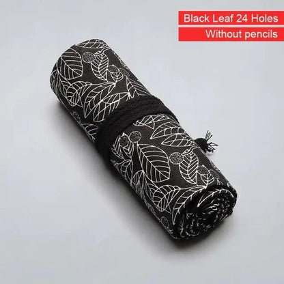 Colorful Roll Up Pencil Case Canvas Flowers Style Colored Pencils Wrap Multi-Purpose Pen Holder Cute Case Stevvex
