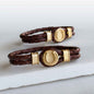 Colton - Horseshoe Dome Braided Equestrian Bracelet Gold or Silver on Brown Urban-Equestrian
