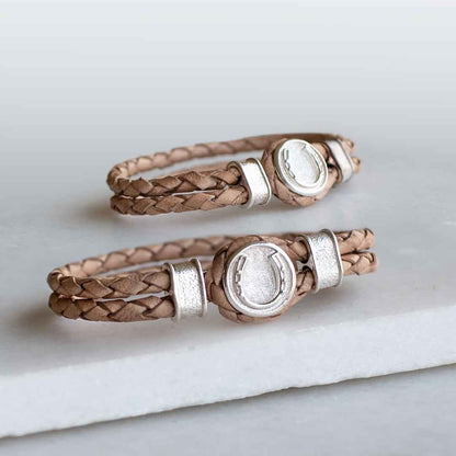 Colton - Horseshoe Dome Braided Equestrian Bracelet Silver on Natural Urban-Equestrian