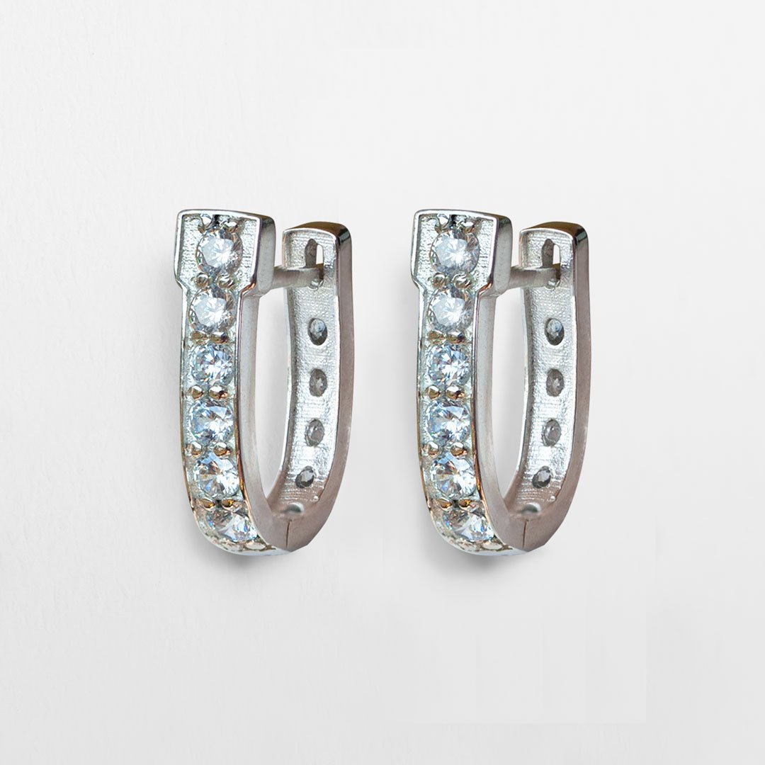 Colton - Diamond Cut Horseshoe Coin Earring in Silver Urban-Equestrian