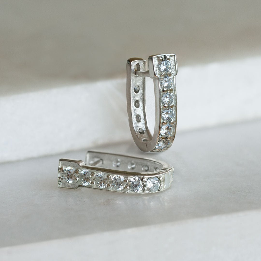 Colton - Diamond Cut Horseshoe Coin Earring in Silver Urban-Equestrian