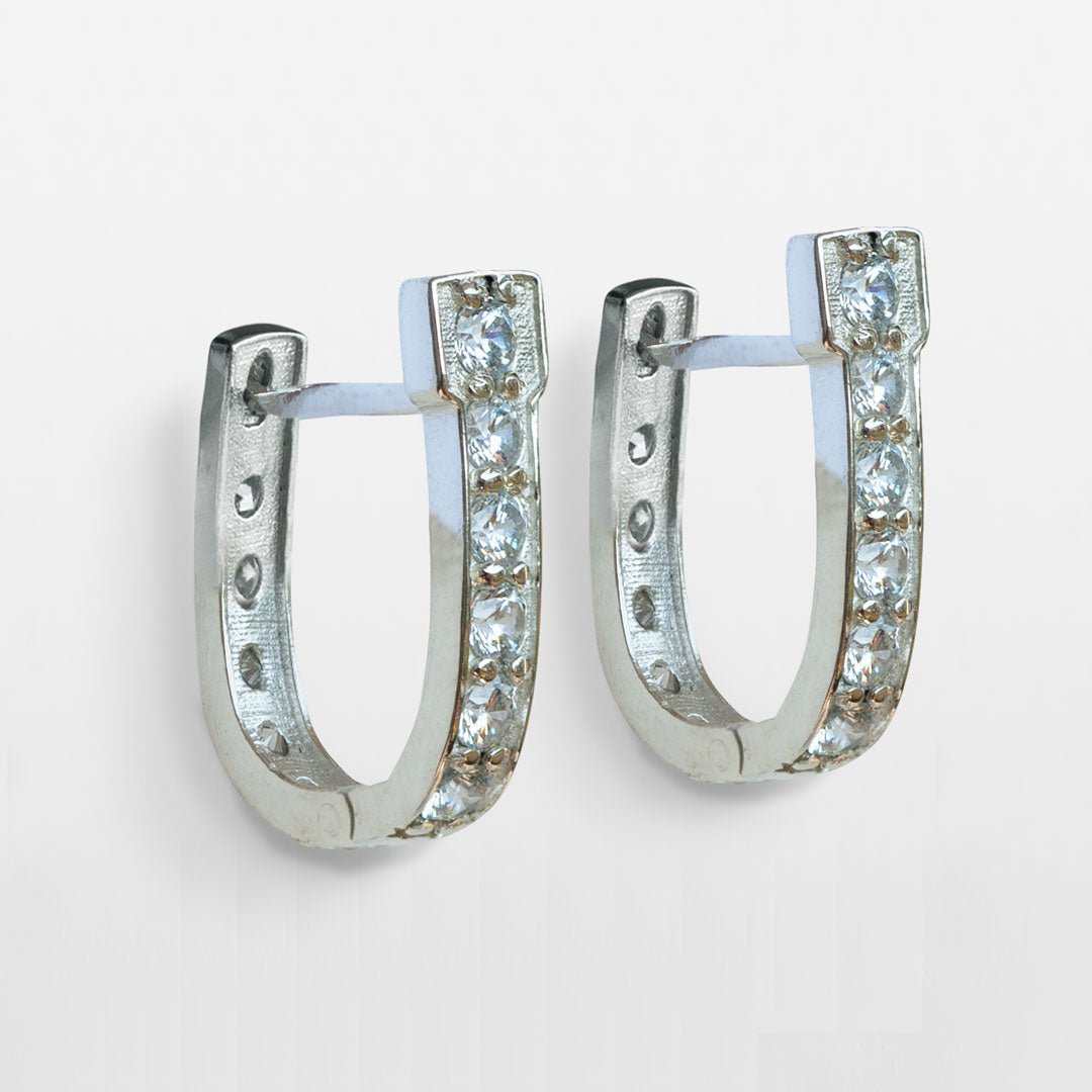Colton - Diamond Cut Horseshoe Coin Earring in Silver Urban-Equestrian