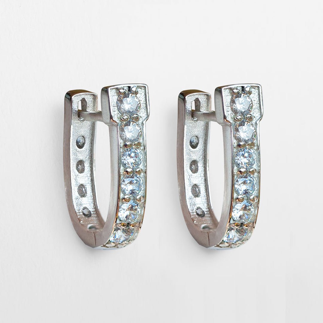 Colton - Diamond Cut Horseshoe Coin Earring in Silver Urban-Equestrian