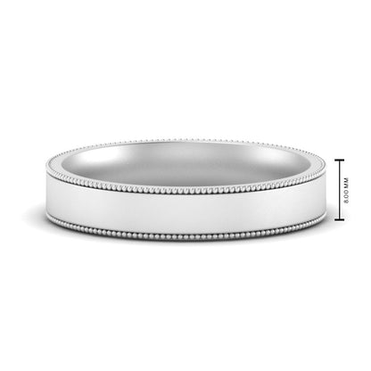 Stepped Edge Comfort Fit Flat Mens Band Fascinating Diamonds