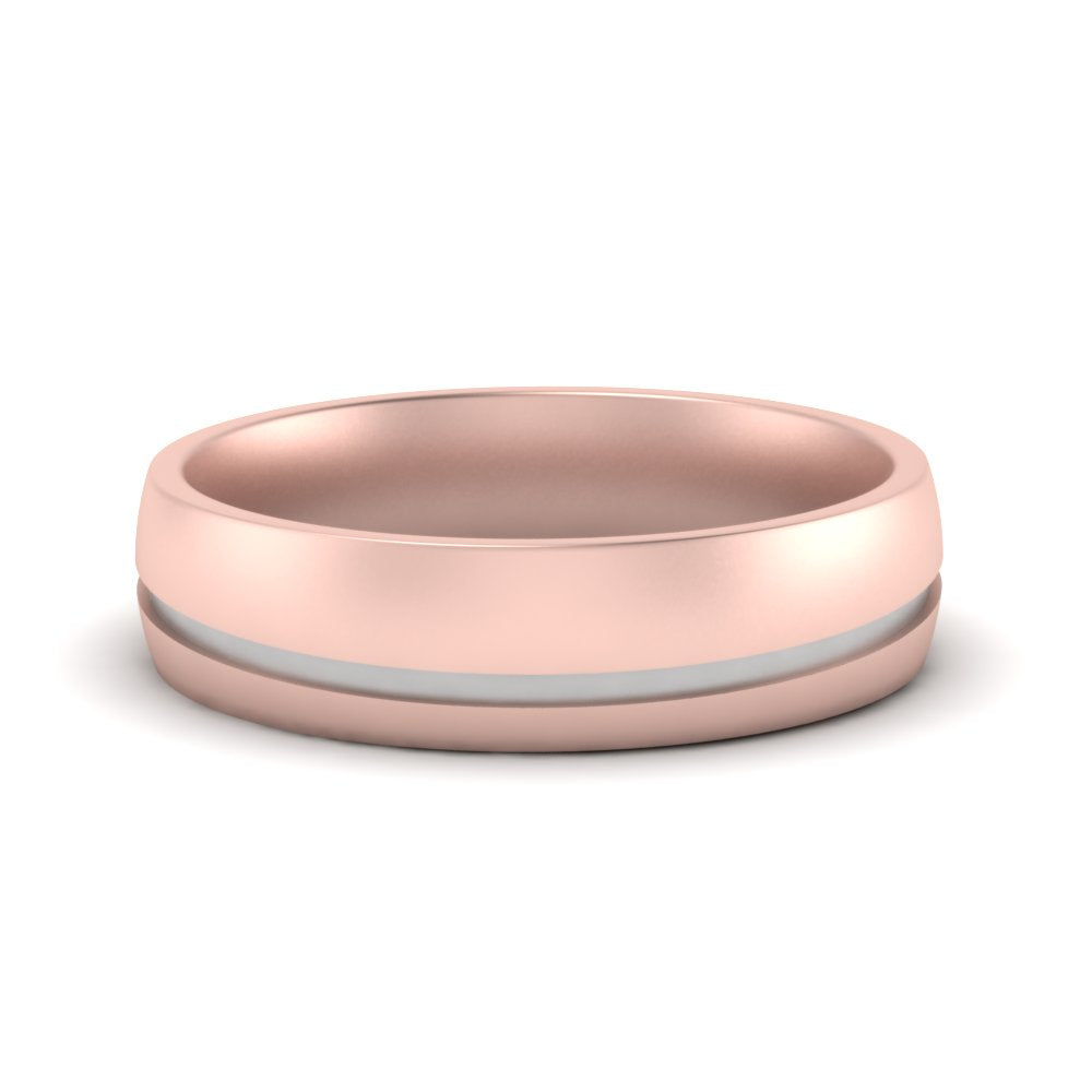 Comfort Fit 2 Tone Mens Wedding Band Fascinating Diamonds