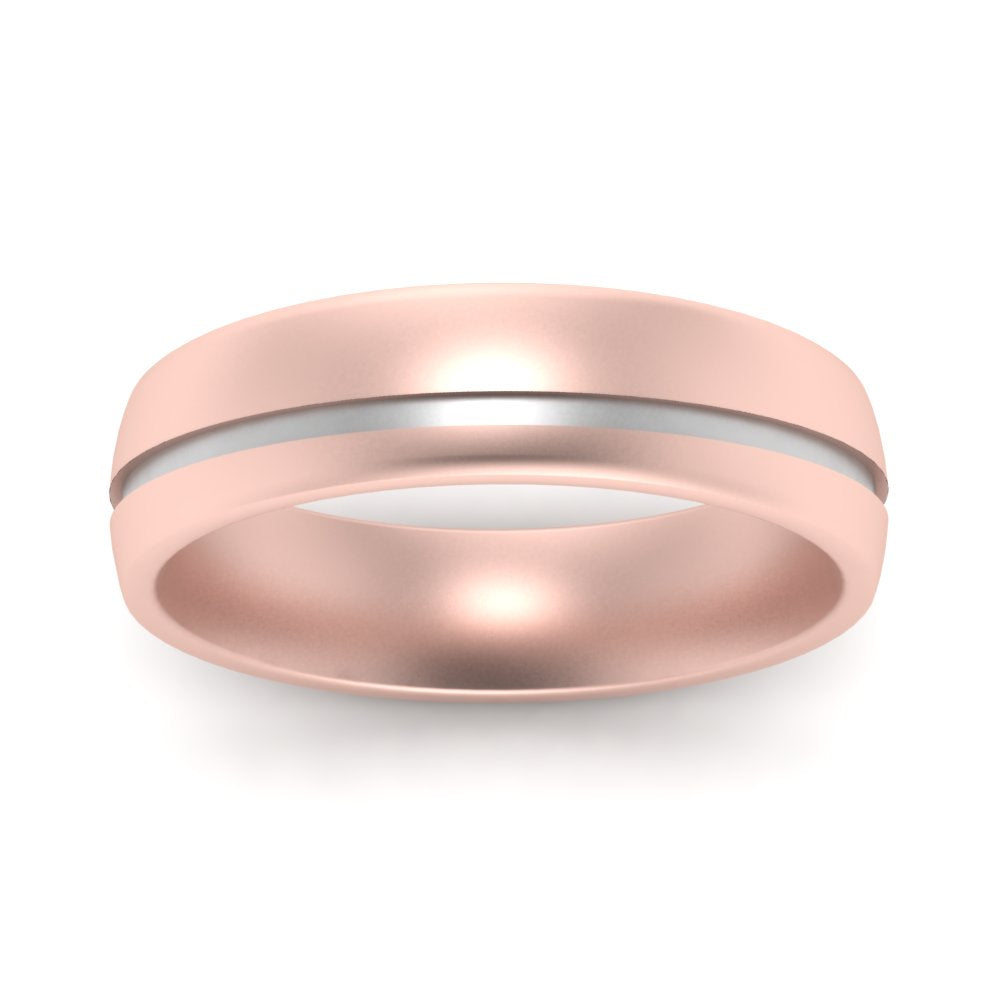 Comfort Fit 2 Tone Mens Wedding Band Fascinating Diamonds