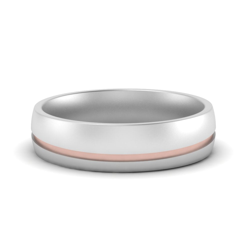 Comfort Fit 2 Tone Mens Wedding Band Fascinating Diamonds