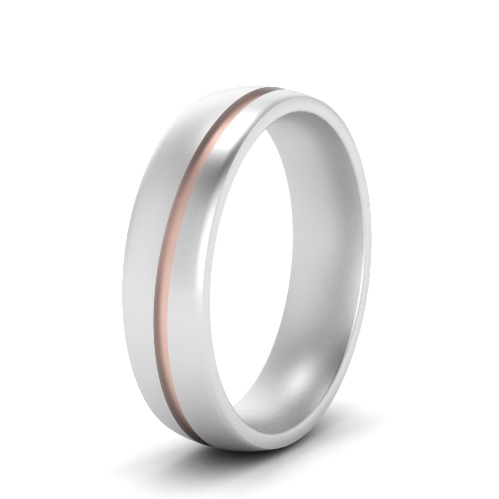 Comfort Fit 2 Tone Mens Wedding Band Fascinating Diamonds