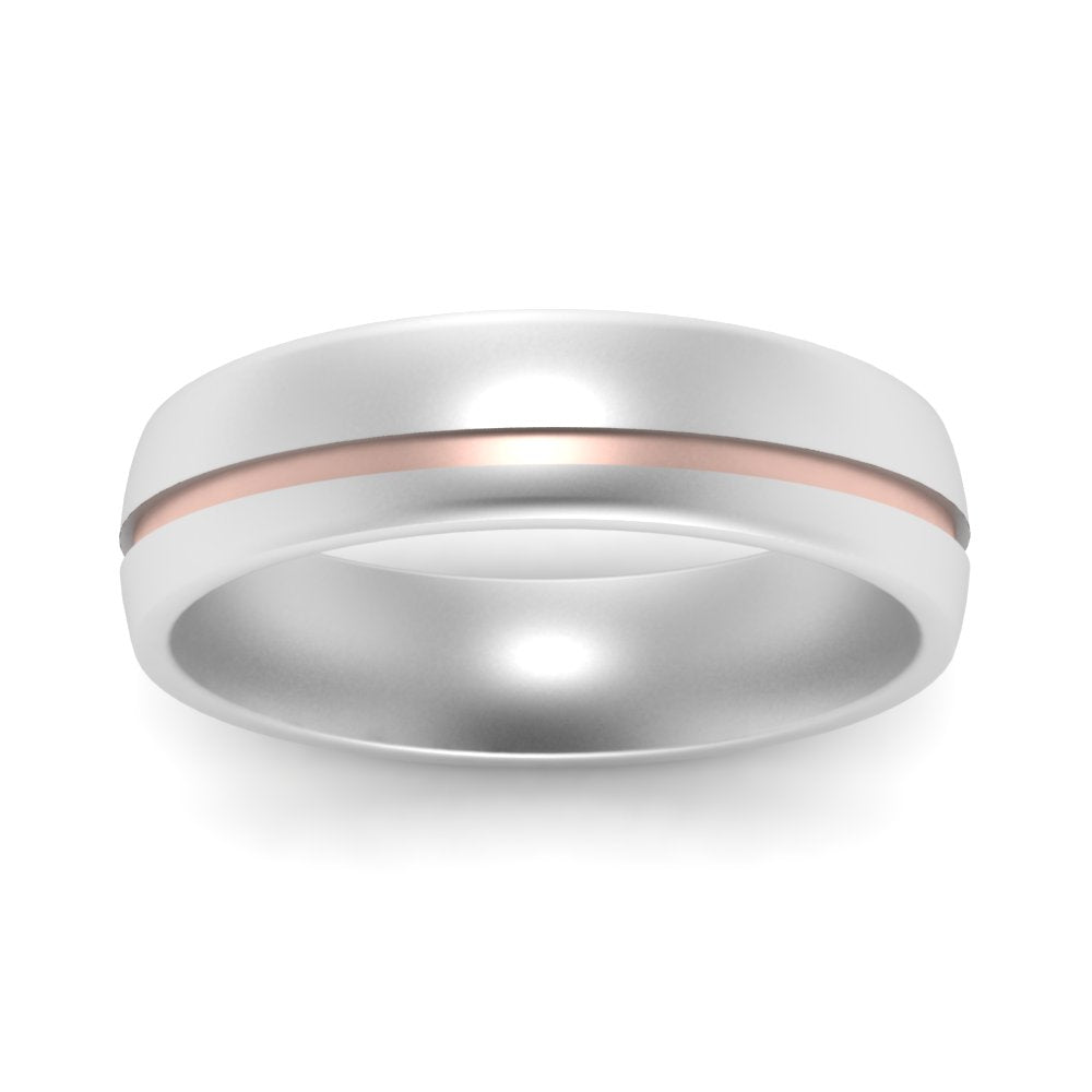 Comfort Fit 2 Tone Mens Wedding Band Fascinating Diamonds