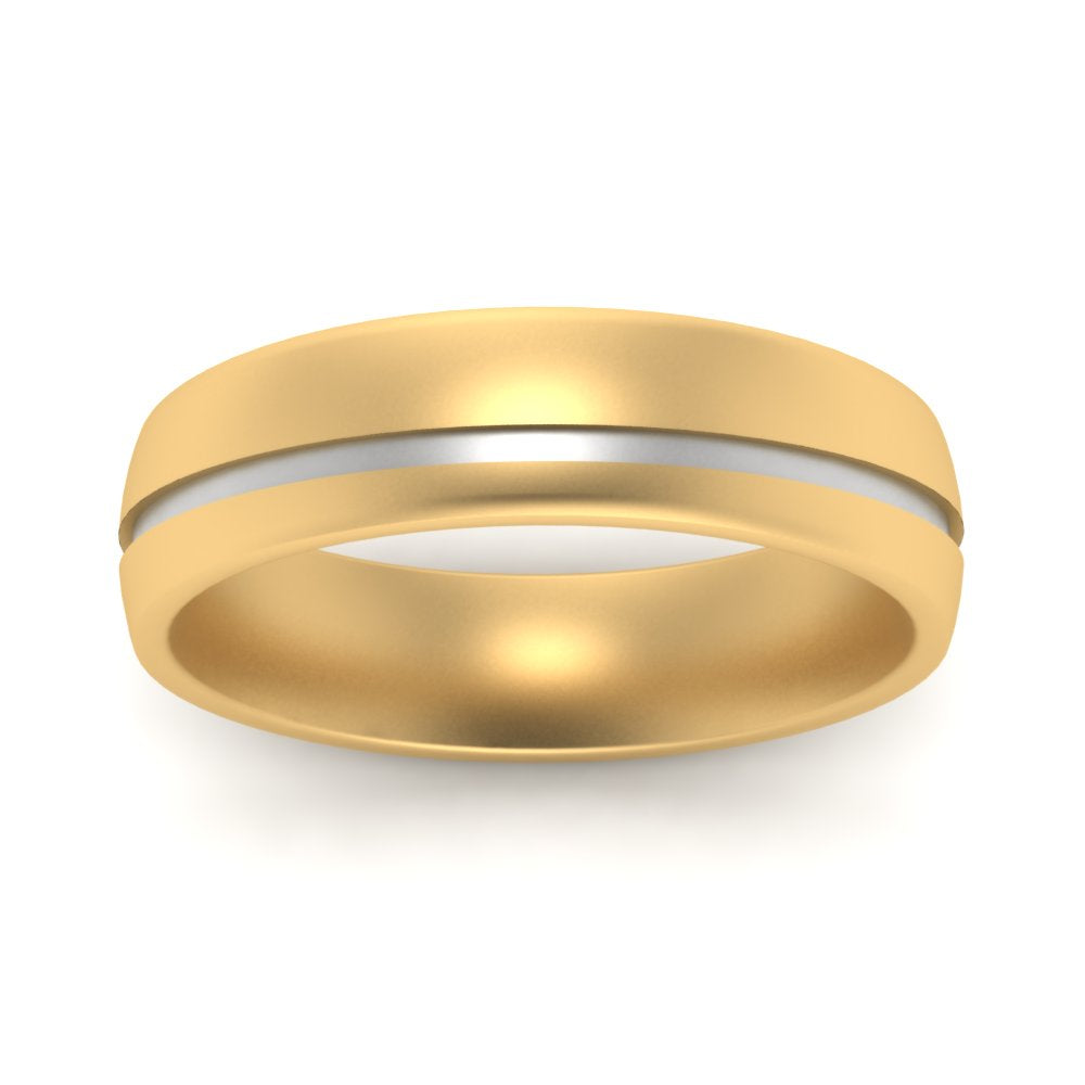 Comfort Fit 2 Tone Mens Wedding Band Fascinating Diamonds