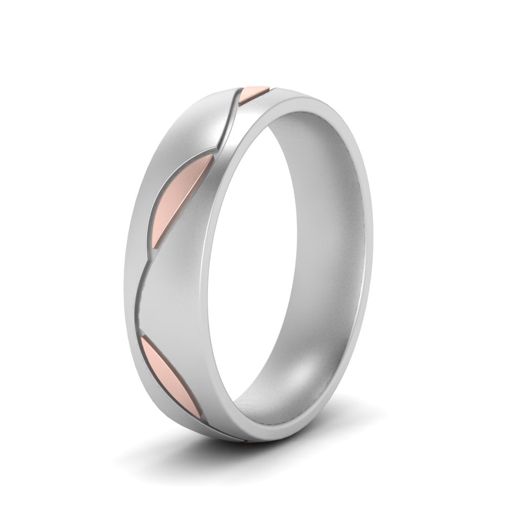 Comfort Fit Two Tone Mens Band Fascinating Diamonds