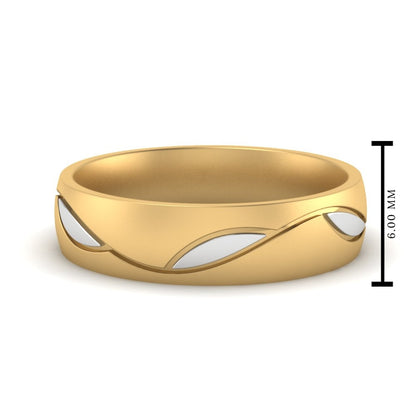Comfort Fit Two Tone Mens Band Fascinating Diamonds