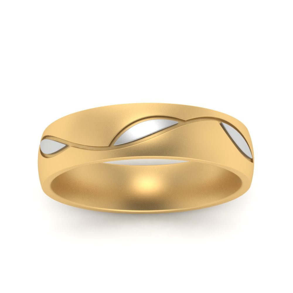Comfort Fit Two Tone Mens Band Fascinating Diamonds