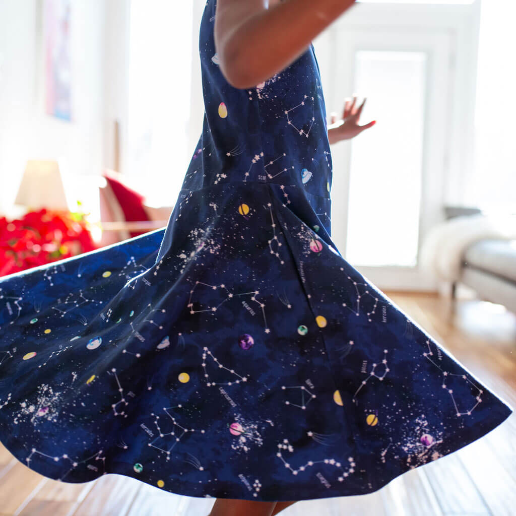 "Cosmic Compass" Constellations Sleeveless Play Dress with Pockets Princess Awesome & Boy Wonder