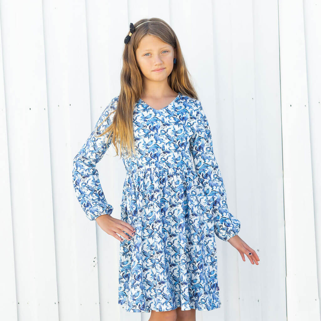 "Star Stories" Constellations Long Sleeve Dress with Patch Pockets Princess Awesome & Boy Wonder