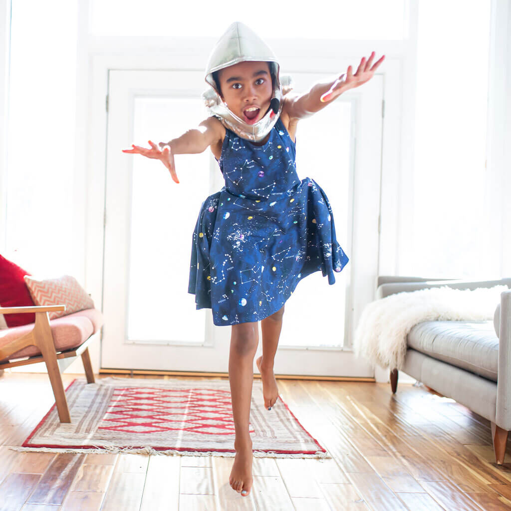 "Cosmic Compass" Constellations Sleeveless Play Dress with Pockets Princess Awesome & Boy Wonder