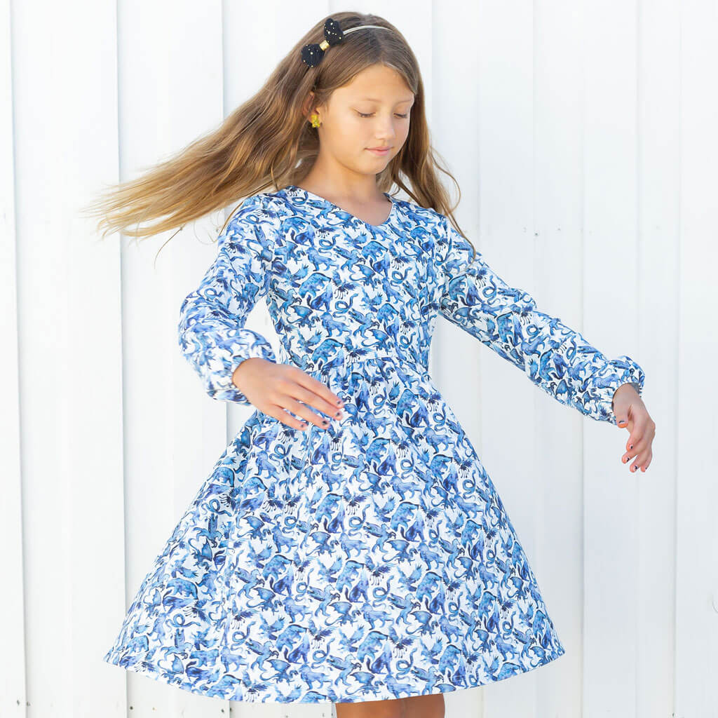 "Star Stories" Constellations Long Sleeve Dress with Patch Pockets Princess Awesome & Boy Wonder
