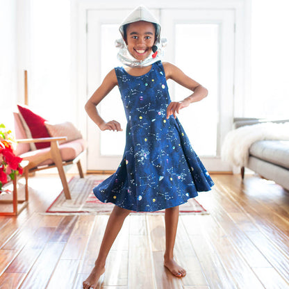 "Cosmic Compass" Constellations Sleeveless Play Dress with Pockets Princess Awesome & Boy Wonder