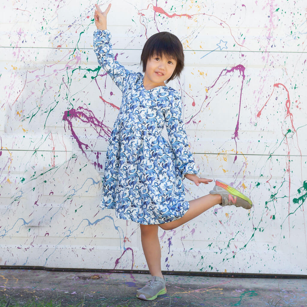 "Star Stories" Constellations Long Sleeve Dress with Patch Pockets Princess Awesome & Boy Wonder