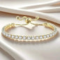 Copper Base with Plated Finish Synthetic Cubic Zirconia Inlay Adjustable Tennis Bracelet for Women DailySale