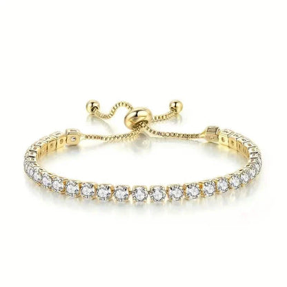 Copper Base with Plated Finish Synthetic Cubic Zirconia Inlay Adjustable Tennis Bracelet for Women DailySale