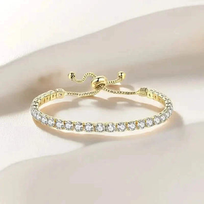 Copper Base with Plated Finish Synthetic Cubic Zirconia Inlay Adjustable Tennis Bracelet for Women DailySale