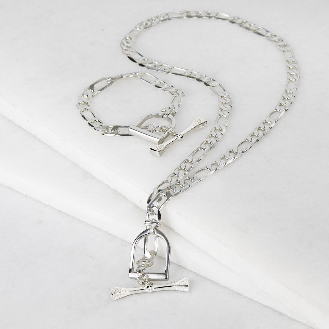 Cortina - Cuban Chain Horse Stirrup Bracelet in Silver Urban-Equestrian