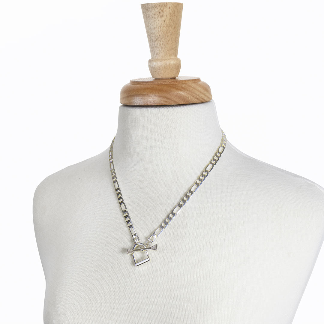 Cortina - Cuban Chain Horse Stirrup Necklace in Silver Urban-Equestrian