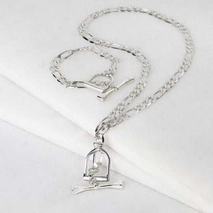 Cortina - Cuban Chain Horse Stirrup Necklace in Silver Urban-Equestrian