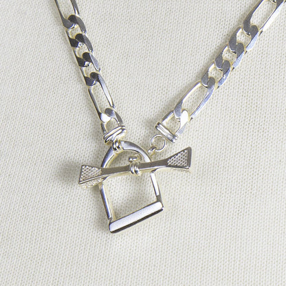 Cortina - Cuban Chain Horse Stirrup Necklace in Silver Urban-Equestrian