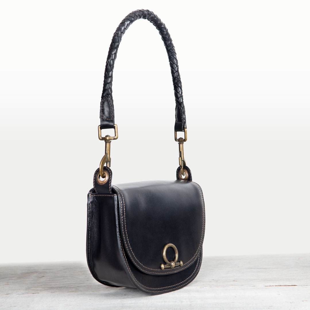 Coronado- Horse Bit Lock Luxury Leather Crossbody Handbag in Black Urban-Equestrian