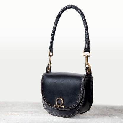 Coronado- Horse Bit Lock Luxury Leather Crossbody Handbag in Black Urban-Equestrian
