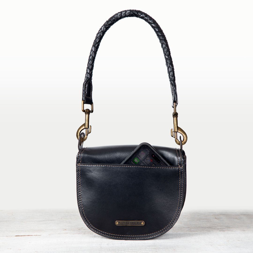 Coronado- Horse Bit Lock Luxury Leather Crossbody Handbag in Black Urban-Equestrian