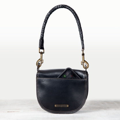 Coronado- Horse Bit Lock Luxury Leather Crossbody Handbag in Black Urban-Equestrian