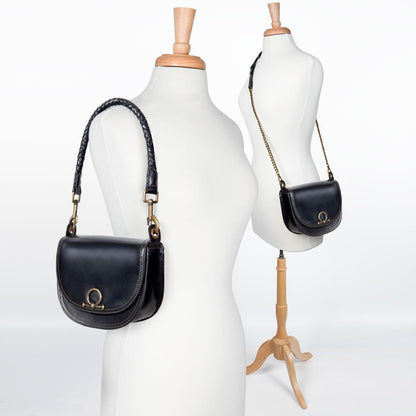 Coronado- Horse Bit Lock Luxury Leather Crossbody Handbag in Black Urban-Equestrian