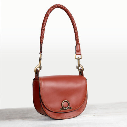Coronado- Horse Bit Lock Luxury Leather Crossbody Handbag in Cognac Urban-Equestrian