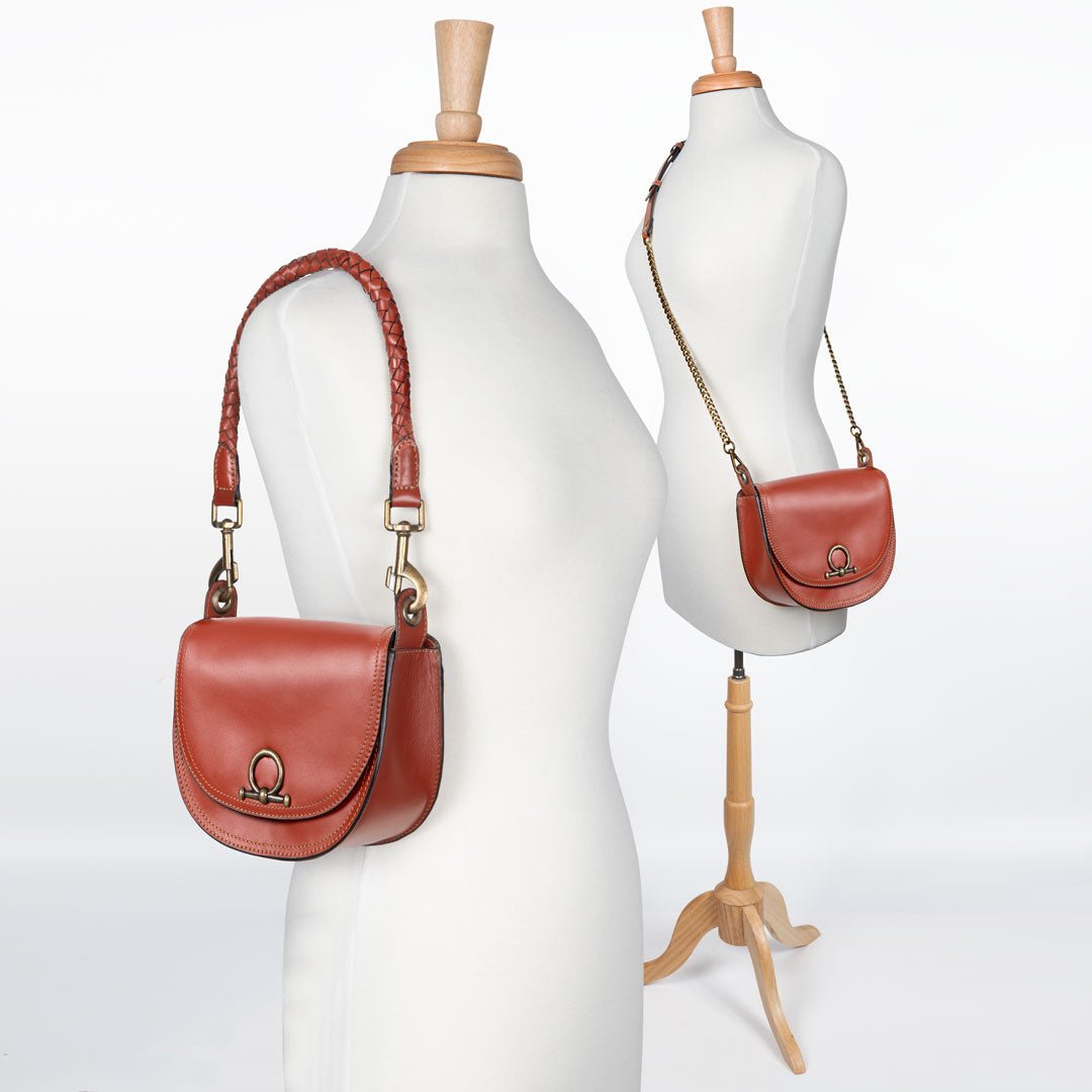 Coronado- Horse Bit Lock Luxury Leather Crossbody Handbag in Cognac Urban-Equestrian