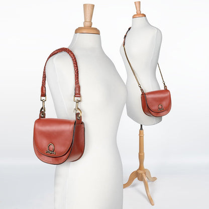 Coronado- Horse Bit Lock Luxury Leather Crossbody Handbag in Cognac Urban-Equestrian