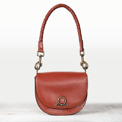Coronado- Horse Bit Lock Luxury Leather Crossbody Handbag in Cognac Urban-Equestrian