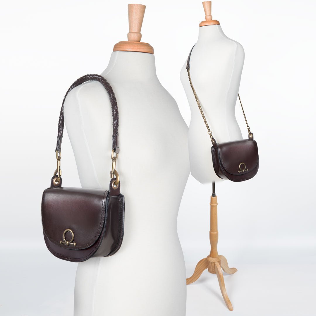 Coronado- Horse Bit Lock Luxury Leather Crossbody Handbag in Deep Brown Urban-Equestrian