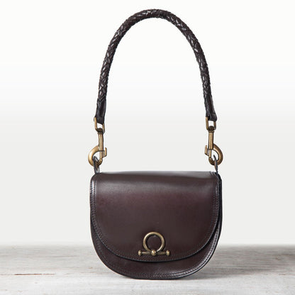Coronado- Horse Bit Lock Luxury Leather Crossbody Handbag in Deep Brown Urban-Equestrian