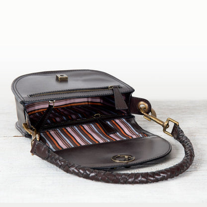 Coronado- Horse Bit Lock Luxury Leather Crossbody Handbag in Deep Brown Urban-Equestrian