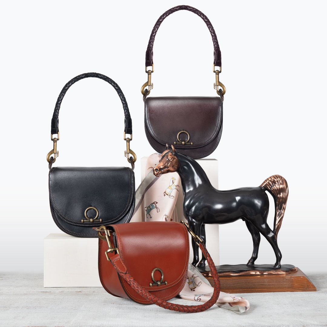 Coronado- Horse Bit Lock Luxury Leather Crossbody Handbag in Deep Brown Urban-Equestrian