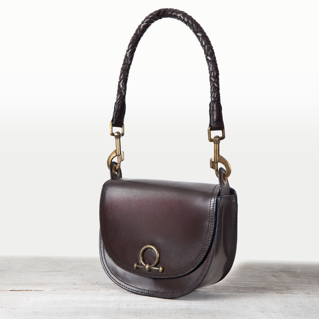 Coronado- Horse Bit Lock Luxury Leather Crossbody Handbag in Deep Brown Urban-Equestrian