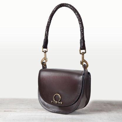 Coronado- Horse Bit Lock Luxury Leather Crossbody Handbag in Deep Brown Urban-Equestrian