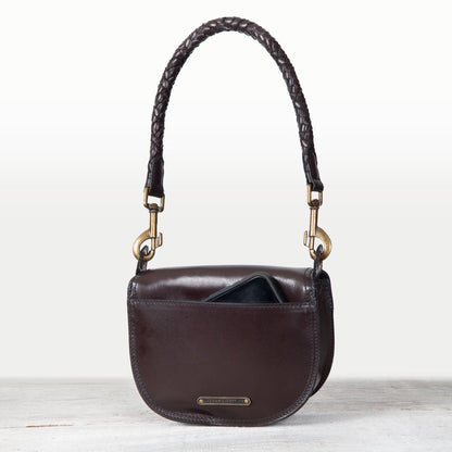 Coronado- Horse Bit Lock Luxury Leather Crossbody Handbag in Deep Brown Urban-Equestrian