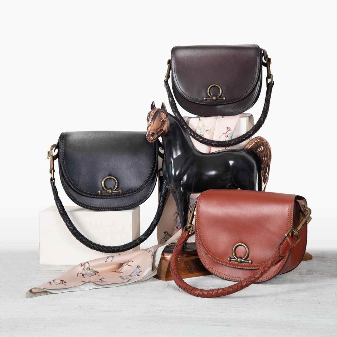Coronado- Horse Bit Lock Luxury Leather Crossbody Handbag in Deep Brown Urban-Equestrian