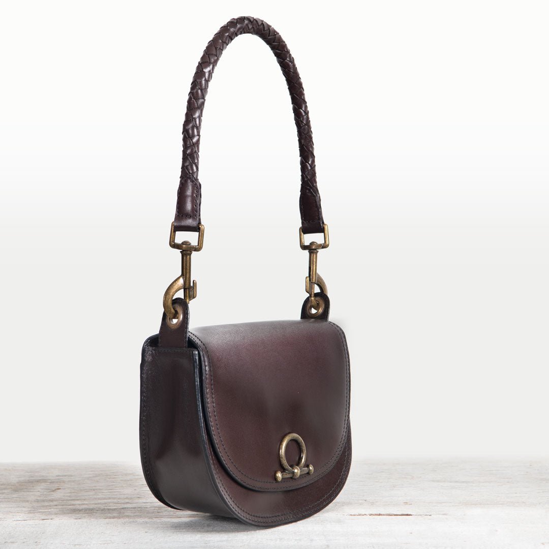 Coronado- Horse Bit Lock Luxury Leather Crossbody Handbag in Deep Brown Urban-Equestrian